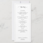Elegant zwart-wit printbaar huwelijksmenu kaart (Voorkant)