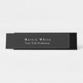 Elegant Zwart Wit Professioneel Modern Bureau Naambordje (Voorkant)