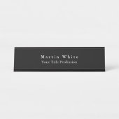 Elegant Zwart Wit Professioneel Modern Bureau Naambordje (Voorkant)