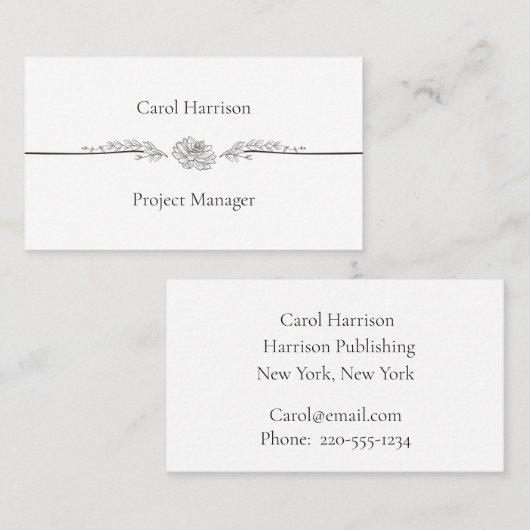 Elegant zwart-wit professioneel Visitekaartje (Voorkant / Achterkant)