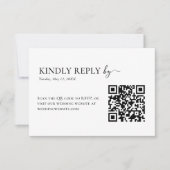 Elegant Zwart & Wit QR Code Bruiloft RSVP Kaartje (Voorkant)