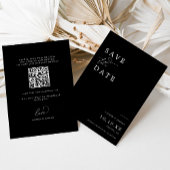 Elegant Zwart & Wit QR Code Bruiloft Save The Date