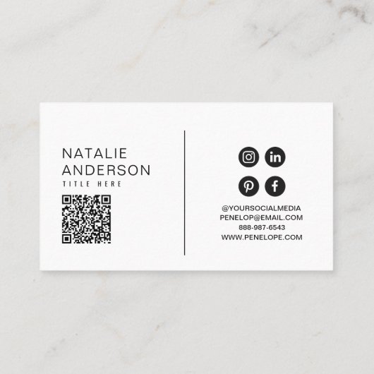 Elegant Zwart & Wit QR Code Modern Monogram Logo Visitekaartje (Achterkant)