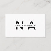 Elegant Zwart & Wit QR Code Modern Monogram Logo Visitekaartje (Voorkant)