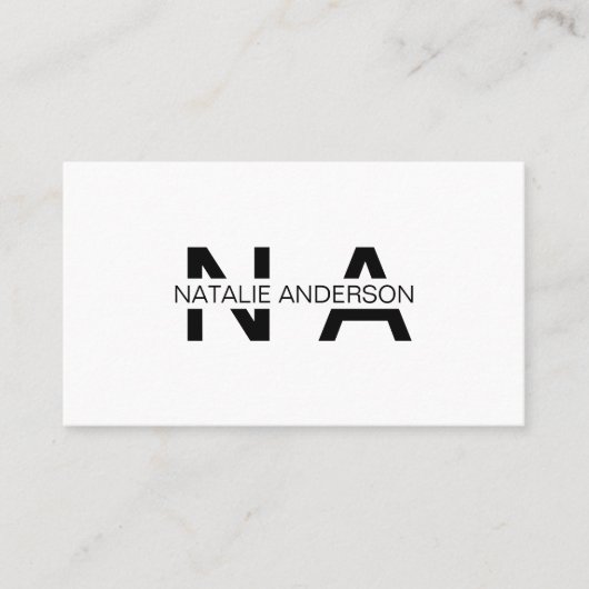 Elegant Zwart & Wit QR Code Modern Monogram Logo Visitekaartje (Voorkant)