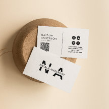 Elegant Zwart & Wit QR Code Modern Monogram Logo