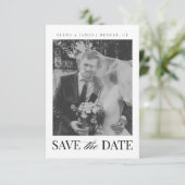 Elegant Zwart & Wit Qr-code Monogram Trouwfeest Save The Date (Staand voorkant)