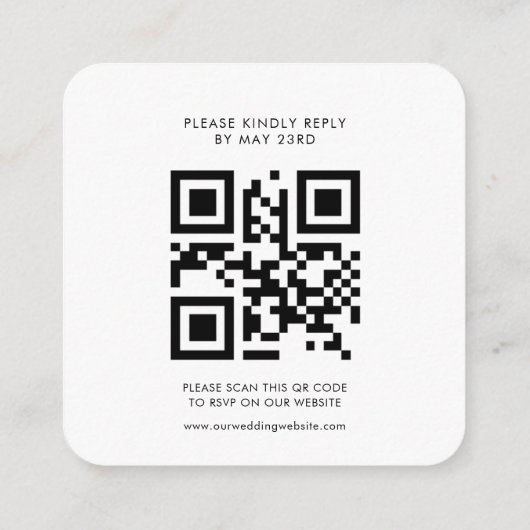 Elegant zwart-wit QR code RSVP respons Informatiekaartje (Achterkant)