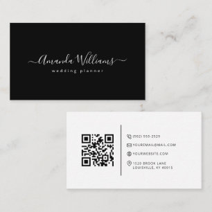 Elegant Zwart-Wit QR Code Visitekaartje