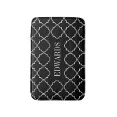 Elegant zwart-wit quaterefoliepatroon, aangepast badmat (Voorkant Verticaal)