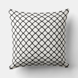Elegant zwart-wit quatrefoilpatroon kussen