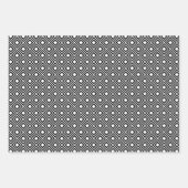 Elegant zwart-wit quatrefoliepatroon kerstmis inpakpapier vel (Voorkant 3)