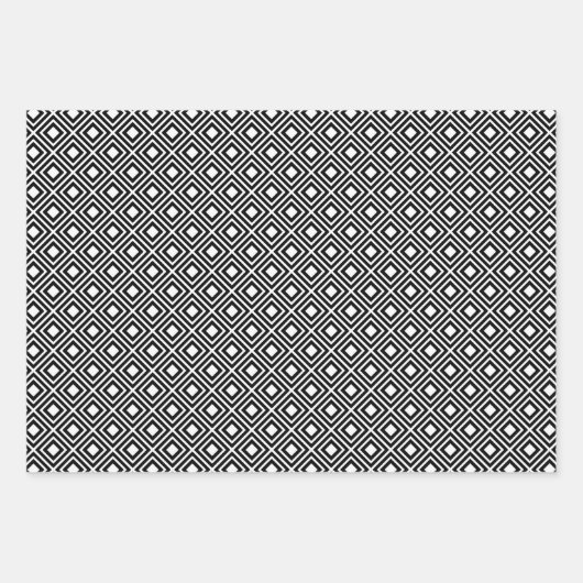 Elegant zwart-wit quatrefoliepatroon kerstmis inpakpapier vel (Voorkant 3)