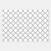 Elegant zwart-wit quatrefoliepatroon kerstmis inpakpapier vel (Voorkant 2)