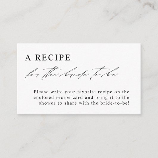 Elegant Zwart-Wit Recept Aanvraag Informatiekaartje (Voorkant)