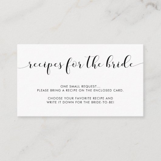 Elegant zwart-wit Recipe-aanvraagkaart Informatiekaartje (Voorkant)