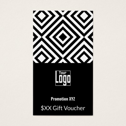 Elegant zwart wit relatiegeschenkbon Kaart (Voorkant)