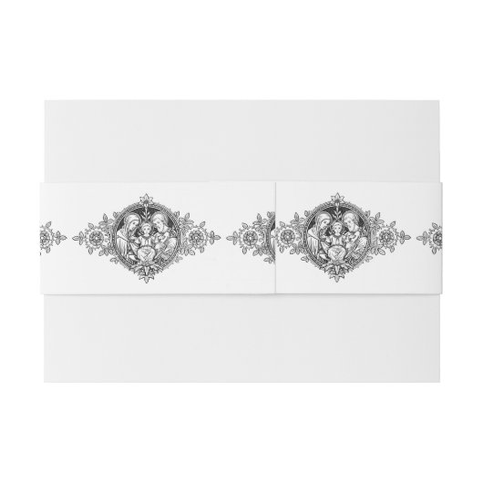 Elegant Zwart-Wit Religieus Eenvoudig Uitnodigingen Wikkel (Achterkant Voorbeeld)