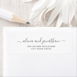Elegant zwart-wit retouradres voor trouwfeest etiket