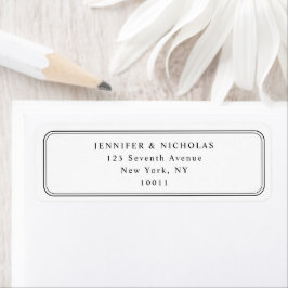 Elegant zwart-wit retouradres voor trouwfeest etiket