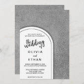 Elegant zwart-wit roestvrij huwelijk uitnodiging (Voorkant / Achterkant)