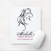 Elegant Zwart Wit Rood Haarstyling Schoonheid Meis Muismat (Met muis)