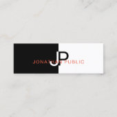 Elegant Zwart Wit Rood Ontwerp Monogram Trendy Mini Visitekaartje (Voorkant)