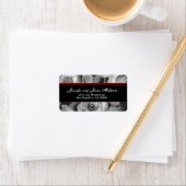 Elegant ZWART WIT ROOD Rozen Bruiloft Label (Insitu)