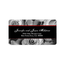 Elegant ZWART WIT ROOD Rozen Bruiloft Label