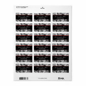 Elegant ZWART WIT ROOD Rozen Bruiloft Label (Full Sheet)