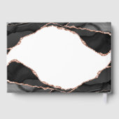 Elegant Zwart Wit Roos Gouden Folie Agaat Bruiloft Gastenboek (Achterkant)