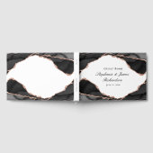 Elegant Zwart Wit Roos Gouden Folie Agaat Bruiloft Gastenboek (Volledig)