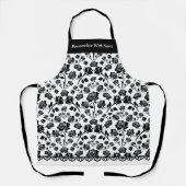 Elegant zwart-wit Rose Bloemen Schort (Voorkant)