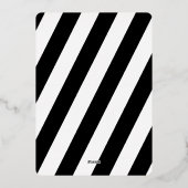 Elegant Zwart & Wit Rose Goud Gestreepte Bruiloft Folie Uitnodiging (Achterkant)