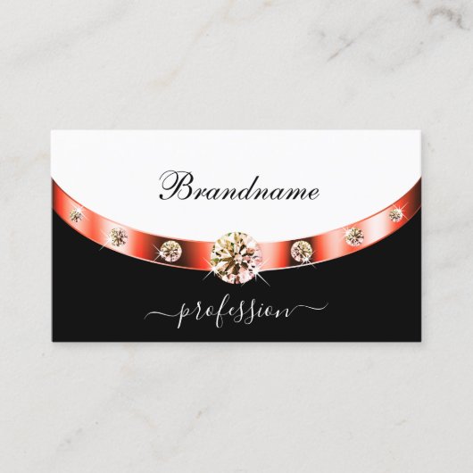 Elegant zwart-wit roségoud met monogram visitekaartje (Voorkant)