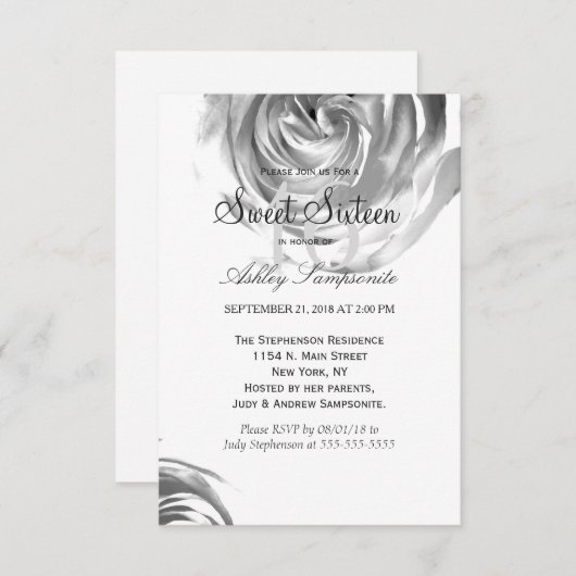 Elegant  zwart-wit roze afdrukken kaart (Voorkant / Achterkant)