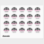 Elegant Zwart Wit & Roze Bloemen Damasks Ronde Sticker (Vel)