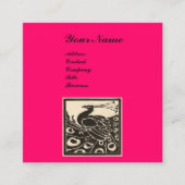 ELEGANT ZWART WIT ROZE PAUW MONOGRAM VIERKANTE VISITEKAARTJE (Voorkant)