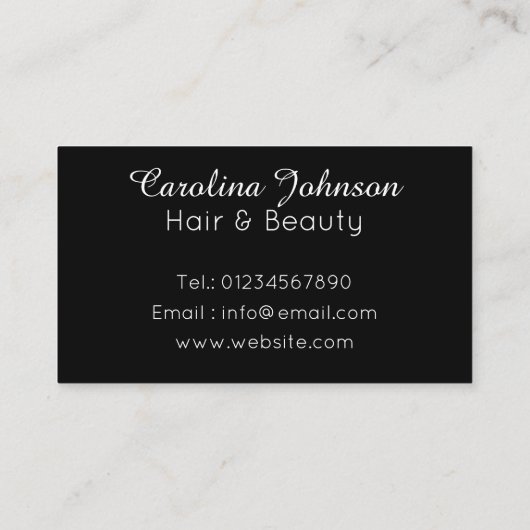 Elegant zwart wit roze zebra haar & beauty visitekaartje (Achterkant)