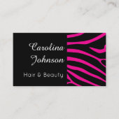 Elegant zwart wit roze zebra haar & beauty visitekaartje (Voorkant)