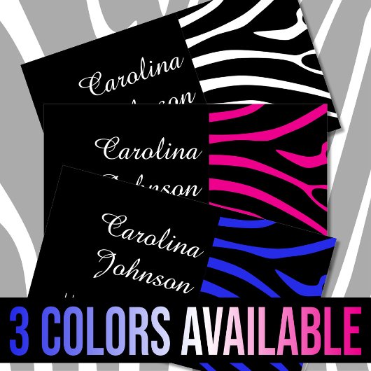 Elegant zwart wit roze zebra haar & beauty visitekaartje