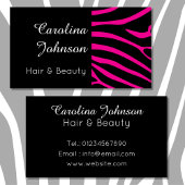 Elegant zwart wit roze zebra haar & beauty visitekaartje