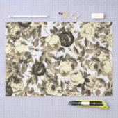 Elegant  Zwart Wit Rozen Beige Tissuepapier (Craft)