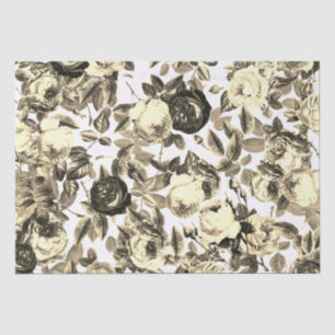 Elegant  Zwart Wit Rozen Beige Tissuepapier