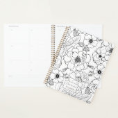 Elegant Zwart Wit Rozen Line art Floral Planner (Display)