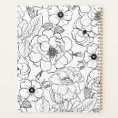 Elegant Zwart Wit Rozen Line art Floral Planner (Achterkant)