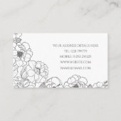 Elegant Zwart Wit Rozen Line art Floral Visitekaartje (Achterkant)