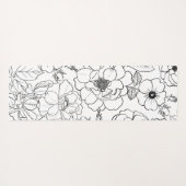 Elegant Zwart Wit Rozen Line art Floral Yogamat (Achterkant (horizontaal))