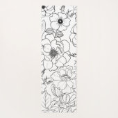 Elegant Zwart Wit Rozen Line art Floral Yogamat (Achterkant)