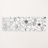 Elegant Zwart Wit Rozen Line art Floral Yogamat (Voorkant (horizontaal))